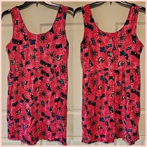 Vintage Big Head Designs 80s 90s Colorful Flowy Mini Dress Button Down Back